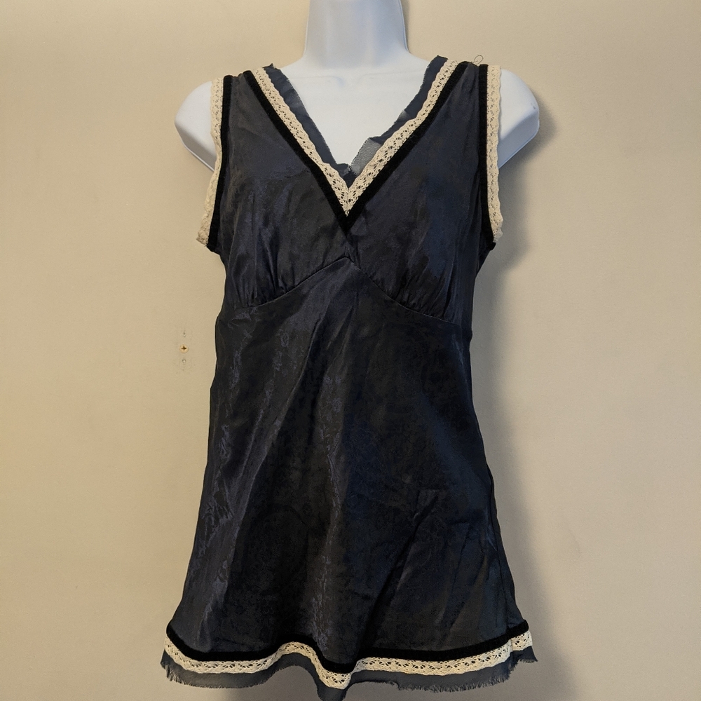 the Limited silk Blue Lace Trim Sleeveless Cami Top S